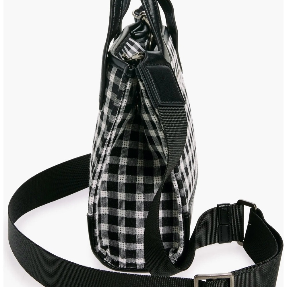 Kurt Geiger London Surrey Small Tote Bag in black-and-white gingham. - Picture 4 of 7
